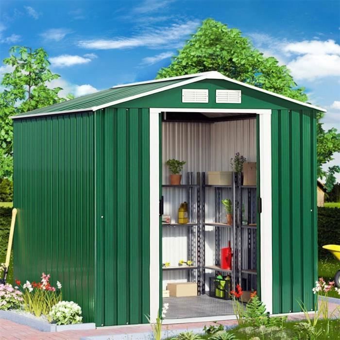 Abri de Jardin en M&eacute;tal - COSTWAY - 213x127x185CM - Porte Coulissante - 2 Fen&ecirc;tres de Ventilation