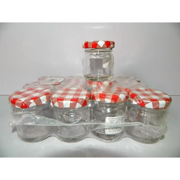 12 bocaux pot 45ml en verre rond pour conservation de confiture couvercles rouges a carreaux cdiscount maison