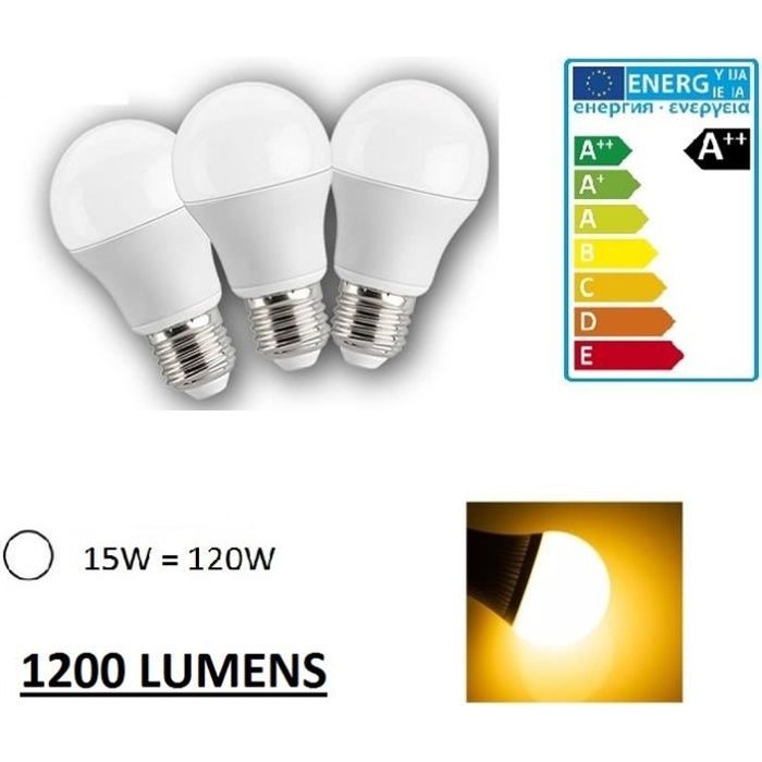 3 Ampoule Led Maison E27 15w 220v 1200 Lumens Couleur Blanc Chaud Achat Vente Ampoule Led Cdiscount
