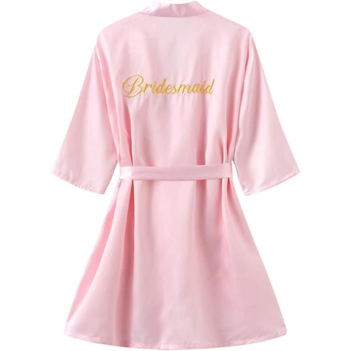 Peignoir Léger Femme En Dentelle/Satin - Court, Avec Ceinture - Pyjama Élégant, Robe De Nuit Conf.