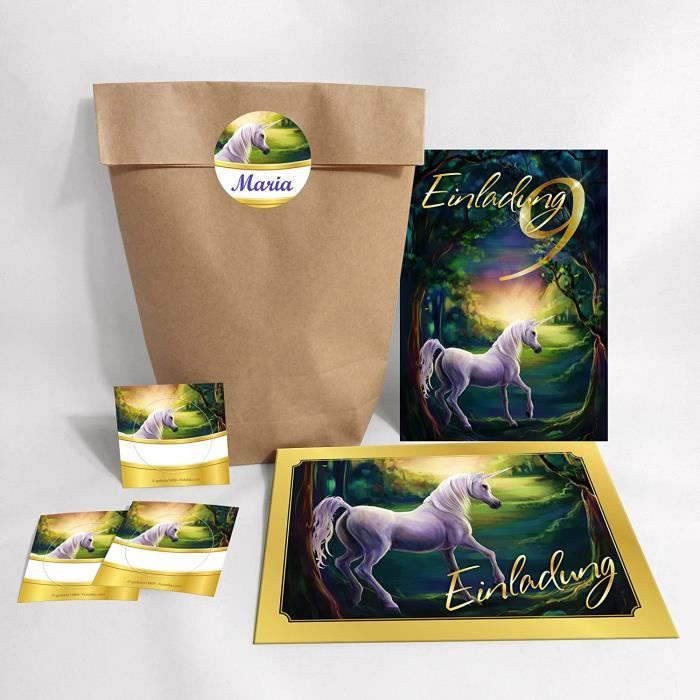 Lot De 12 Invitations Anniversaire Cheval – Avec Enveloppes, Sachets Et Autocollants – Made In Germany !
