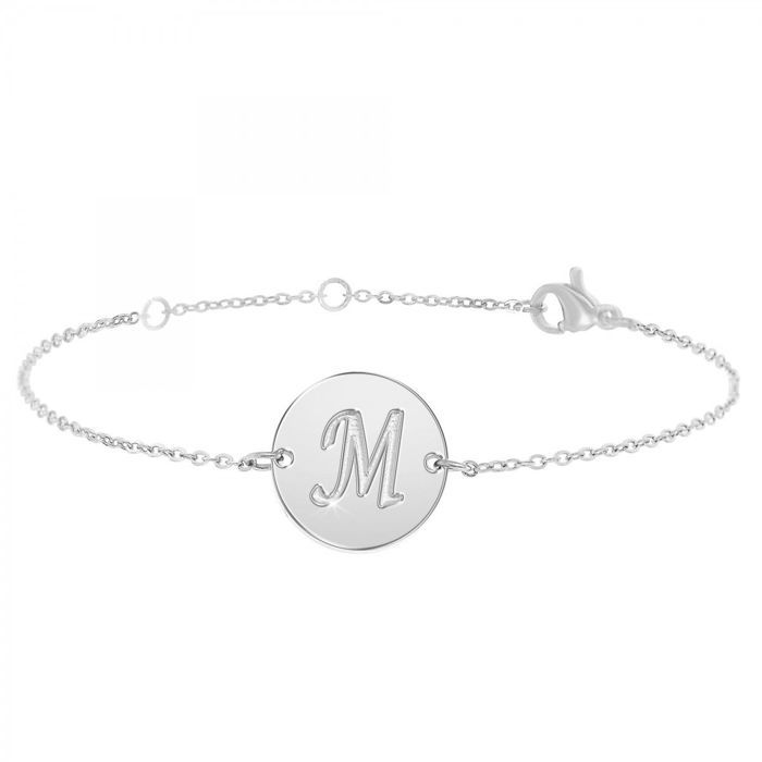 Bracelet lettre M en acier inoxydable par SC Crystal