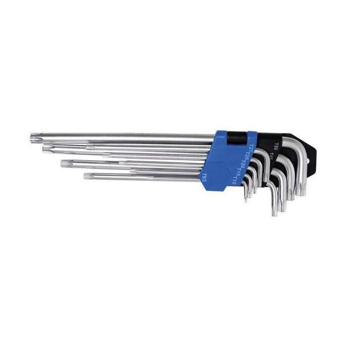 BGS 74462 Jeu De 9 Clés Allen Extra Longues Profil T (Torx) Avec Perçage T10 à T50 Multicolore
