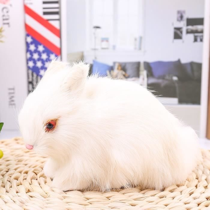 Mini Realiste Mignon Blanc En Peluche Lapins Fourrure Realiste Animal De Paques Lapin Simulation Lapin Jouet Modele White Cdiscount Jeux Jouets