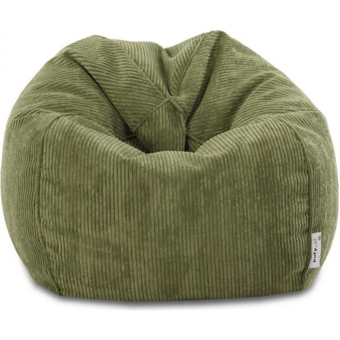 pouf poire fauteuil velours côtelé sacoche vert - scandinave - moderne - 55x90cm