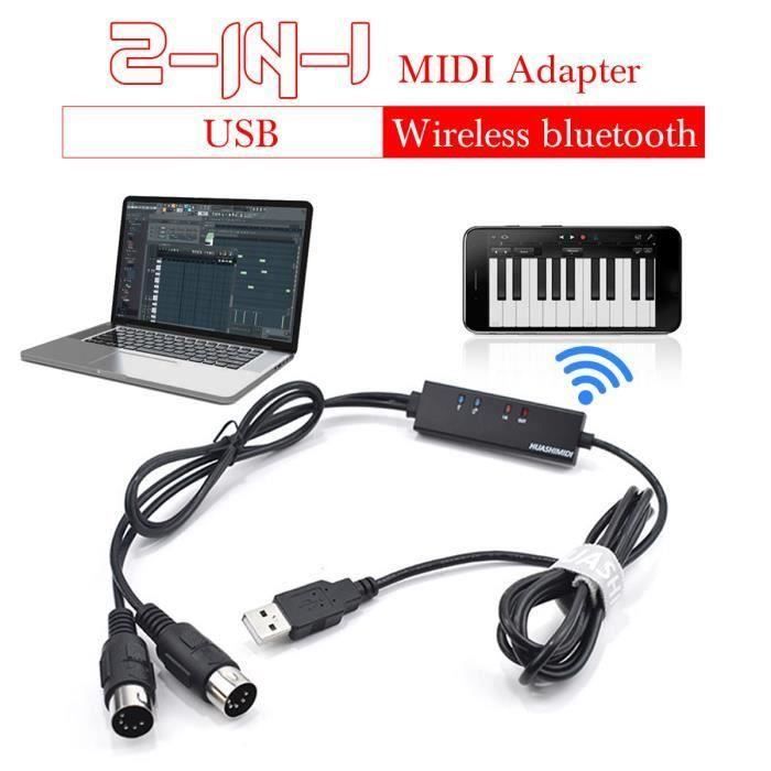 Câble MIDI USB IN OUT bluetooth DIN 5 Pour Clavier Synthé Qualité