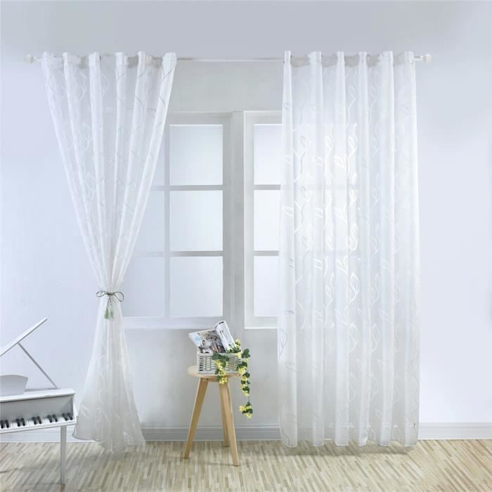 1pcs 100x270cm Rideaux Voilage Blanc Pour Porte Fenetre Rideaux A