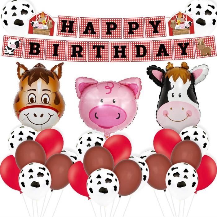 Kreatwow Animaux De La Ferme Decorations D Anniversaire Fournitures Barnyard Joyeux Anniversaire Banniere Pour Farmhouse Par 3254 Cdiscount Maison
