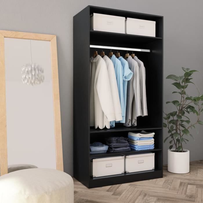 Moderne Penderie Dressing Armoire de garde-robe Noir 100 x 50 x 200 cm Aggloméré#7551