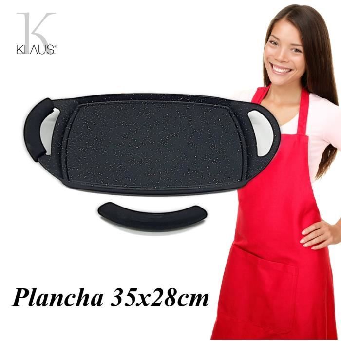 Plancha En Pierre IBILI - 47x29 Cm, Fonte Aluminium Antiadhésive, Compatible Induction, Noir