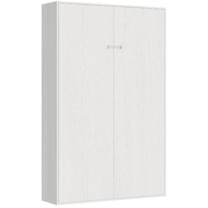 Lit escamotable vertical 140x190 cm bois blanc Kanto
