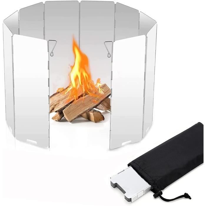 Pare-vent Pliable Pour Réchaud De Camping - 14 Plaques Aluminium, Déplié 117 Cm - Léger, Avec Sac - Protection Contre Le Vent