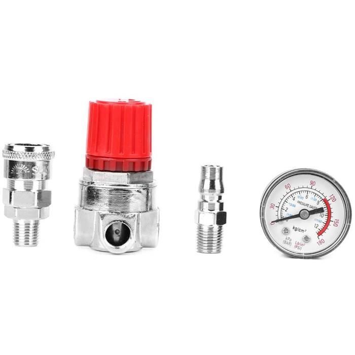 Soupape De Pressostat Compresseur D’Air QWORK 90-120 PSI – Régulateur Avec Raccords Et Manomètre, Filetage G1/4