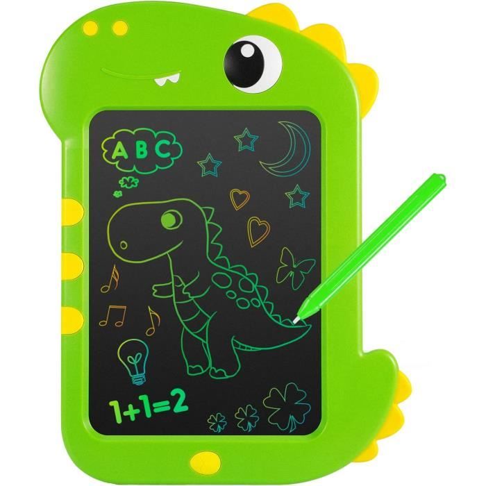 2 Tableaux LCD Dinosaure 8,5 Pouces – Vert Et Orange, Magiques Et Sans Lumière Bleue