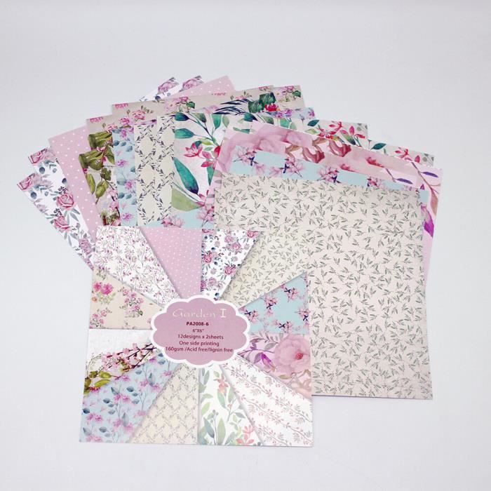Lot De 24 Feuilles Papier Décoratif Bohème 30,5 X 30,5 Cm - Pour Scrapbooking, Cartes, Bullet Journal - Double Face
