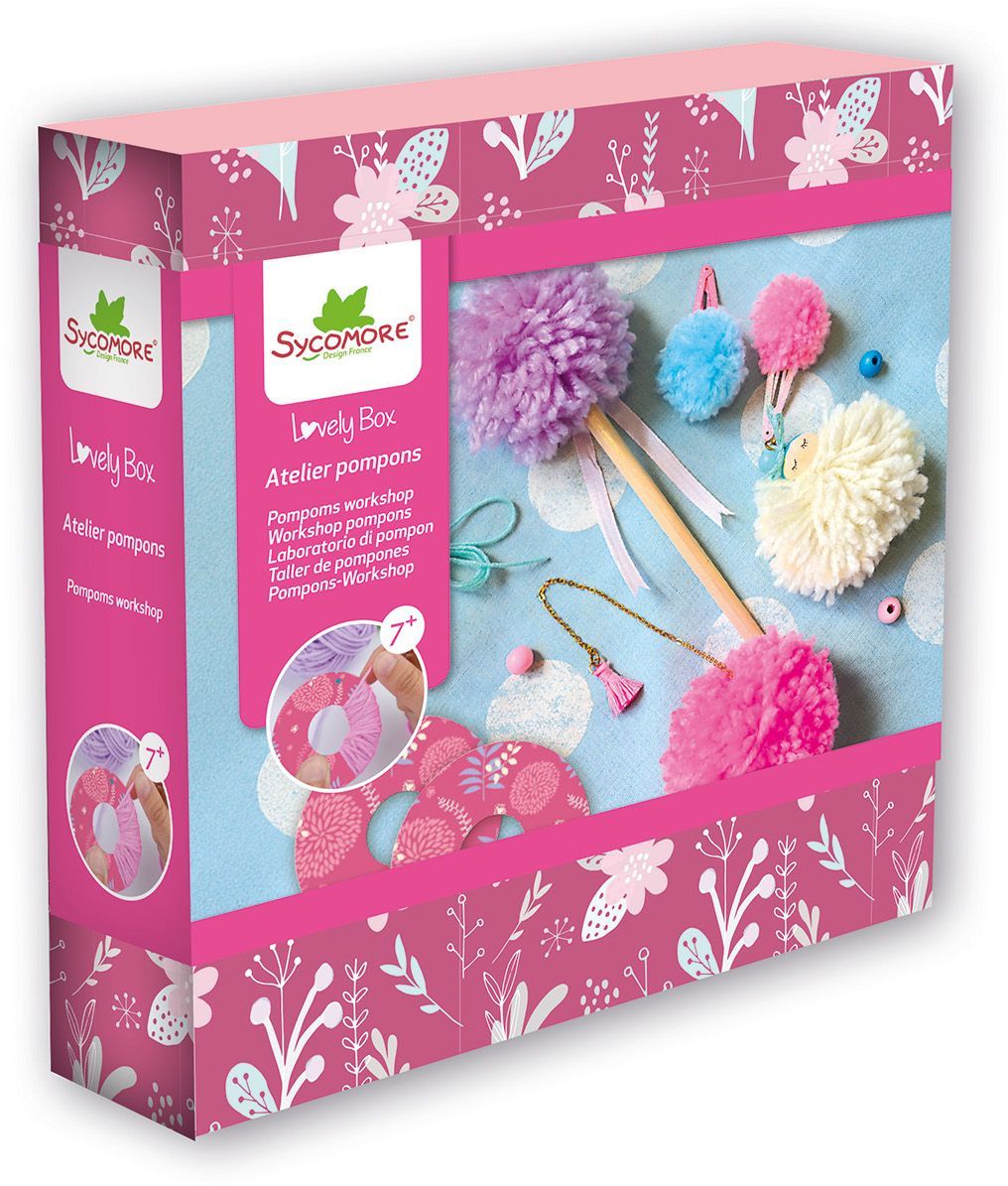Atelier Lovely Box Petit - Sycomore - CRE11045 - Pompons en laine - Pour enfants de 7 ans et plus
