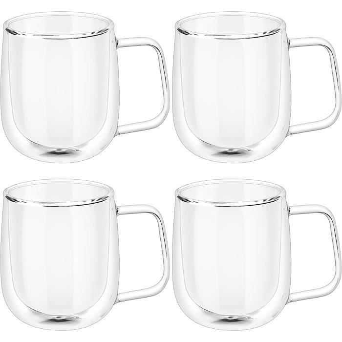 Verres à double paroi de 350 ml, tasses en verre pour le café à la