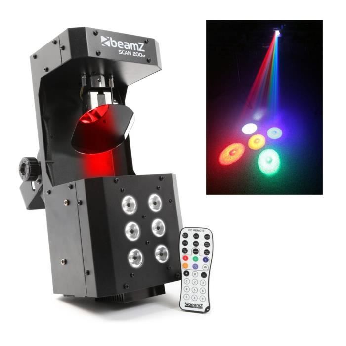 Jeu de lumière type Scanner avec strobe RGBAW 36W + Télécommande - DMX - BeamZ Scan200ST