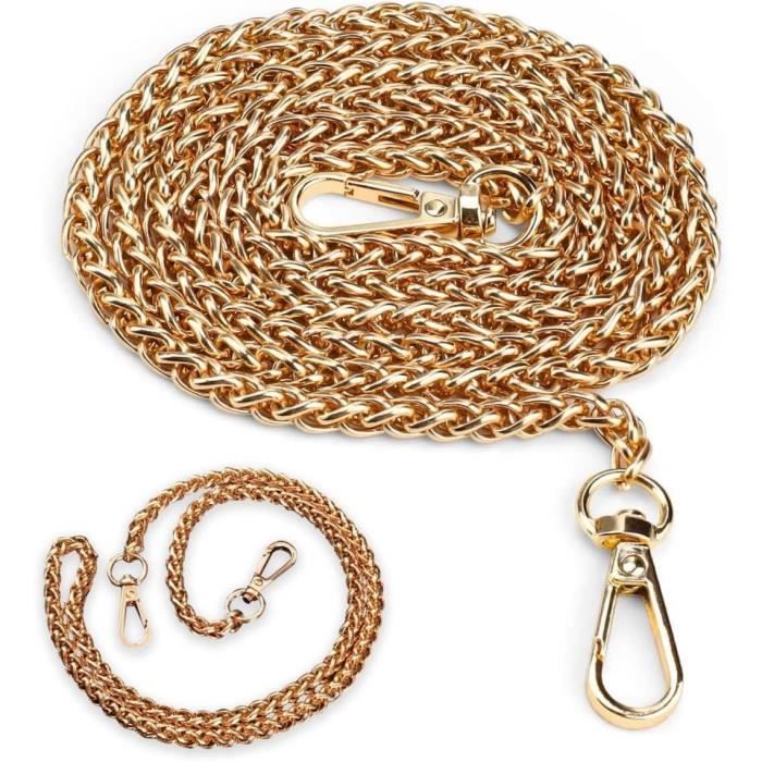 Lot De 3 Chaînes De Sac à Main En Métal Doré - 120 Cm, Plate - Pour Sac Bandoulière, Porte-monnaie - 3