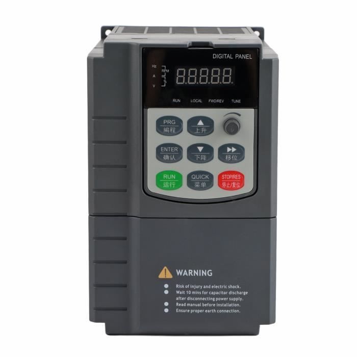 Variateur De Fréquence 0,75 KW - Entrée 220V Mono, Sortie 380V Tri, Réglage 0-600 Hz, Pour Moteurs Asynchrones