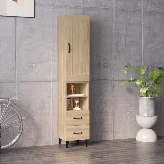 Buffet Haut Chêne Fumé 35,5x35x139 Cm Bois D'ingénierie Métal - Buffet Haut - Buffets Hauts Armoire Laterale Armoire Haute 86674137 Buffet Haut Chêne Fumé 35,5x35x139 Cm Bois D'ingénierie Métal - Buffet Haut - Buffets Hauts Armoire Laterale Armoire Haute 86674137