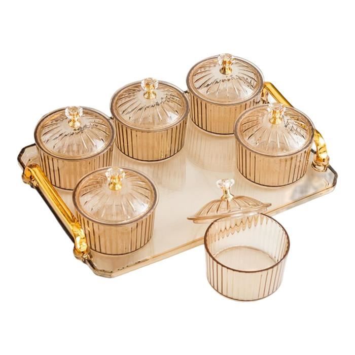 Grand Bol De Service En Verre Fait Main Avec 4 Compartiments / Plat À