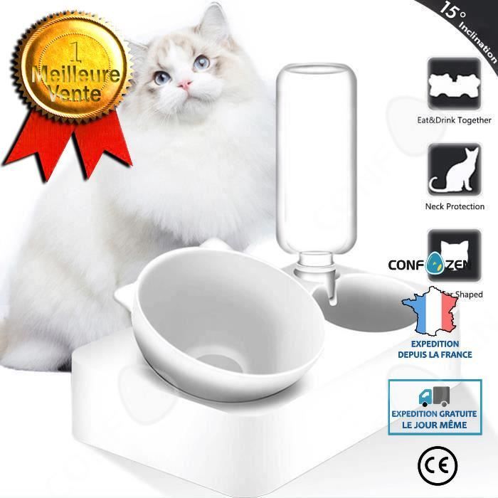 En 1 Gamelle Pour Chat Surélevé Avec Distributeur Automatique Alimentation Réglable