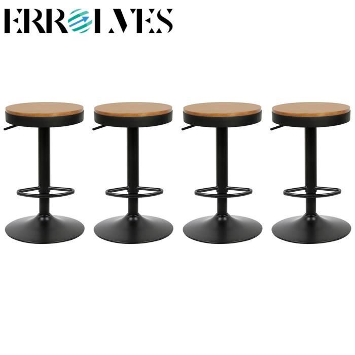 Tabouret De Bar à Roulettes - Hauteur Réglable, Pivotant 360° - Sans Dossier, Rembourrage Confortable - Marron