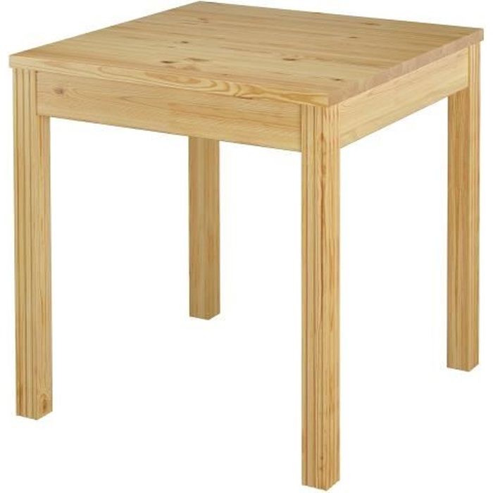 table à manger en pin massif naturel - erst-holz - 90.70-50c - petite table carrée - 4 personnes - verni