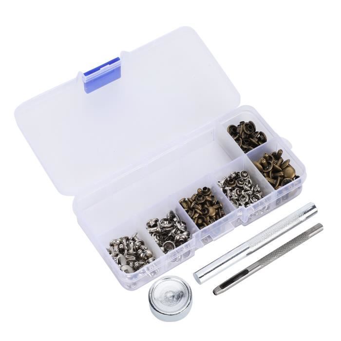 Rivets en cuir, Kit de rivets en cuir, Rivets 120 ensembles de rivets