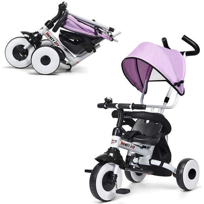 Goplus Tricycle Enfants Evolutif Avec Para Soleil Tricycle Evolutif Bebe Avec Harnais 3 Points Age Applicable 1 5 Ans 91x50x102 5cm Cdiscount Sport