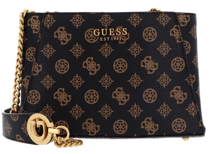 Sac à épaule GUESS Basilea Girlfriend Satchel - Mocha Logo, 100% PU, Réglable - Neuf étiquettes