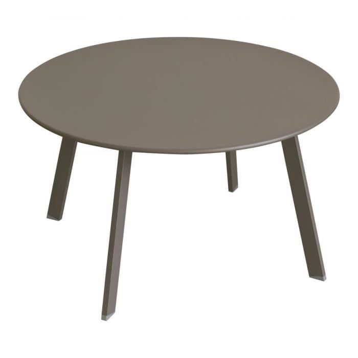 table basse ronde saona tonka d 70 cm hespéride - gris - mat - meuble de jardin