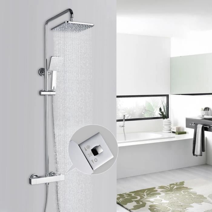 Homelody Colonne De Douche Avec Mitigeur Thermostatique Systeme De Douche Chrome Socle En Laiton Ensemble De Douche Hauteur Reglable Achat Vente Colonne De Douche Colonne De Douche Cdiscount