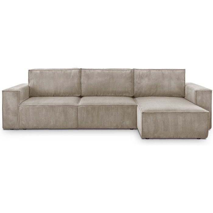 Canapé dangle 5 places convertible réversible + coffre - velours côtelé taupe - Harper