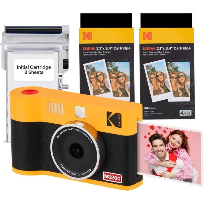 Appareil Photo Instantané - KODAK - Mini Shot 2 ERA - Imprimante Photo Portable - Jaune - 53x86cm Appareil Photo Instantané - KODAK - Mini Shot 2 ERA - Imprimante Photo Portable - Jaune - 53x86cm