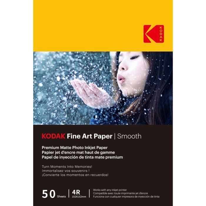 KODAK - 50 feuilles de papier photo 230g/m², mat, Format A6 (10x15cm), Impression Jet d'encre effet lisse - 9891093