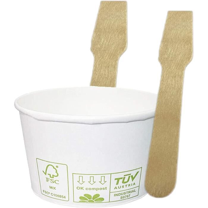 Octopus 200 Coupes à Glace Carton 160 Ml - Vaisselle Jetable Résistante Pour 1 Boule Glace