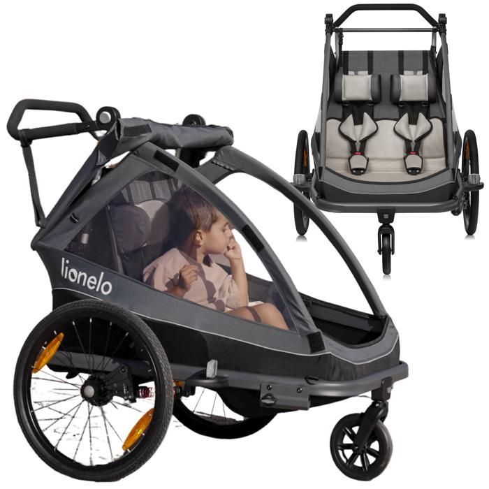Remorque vélo 2en1 LIONELO Cama enfants Poussette tout