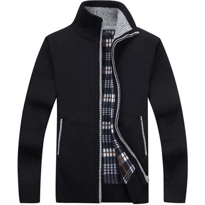 Gilet Homme en Laine Automne Hiver Casual Veste paisse en Maille