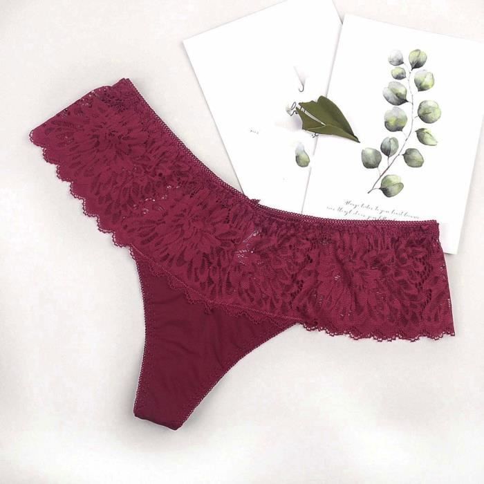 Culotte de sous vetement elastique taille basse en dentelle douce et confortable pour femme tailleL Rouge Rouge Cdiscount Pret a Porter