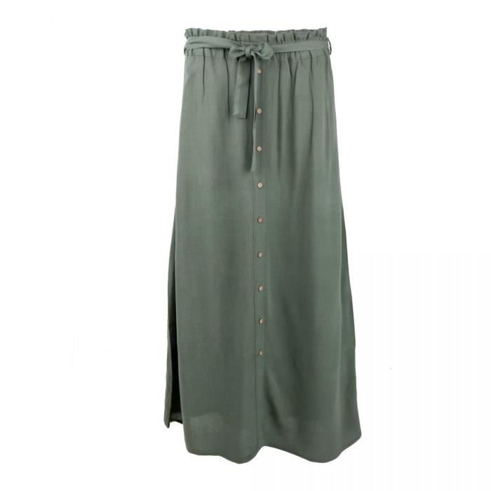 Jupe longue crépon mix lin vicose Ecovero légère froncée taille ceinturée  boutonnée Femme VERO MODA - Achat / Vente jupe - Cdiscount