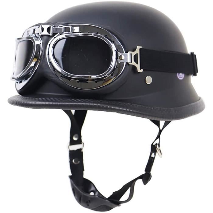 Casque Moto avec Lunettes de Protection UV Casque de Moto Casque Vintage Harley Casque Moitié Helmets de Casque Moto Jet Scooter T