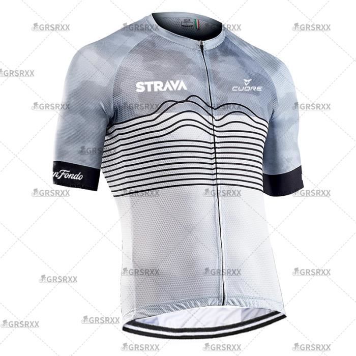 ROTTO Maillot Cyclisme Homme Respirant Tee Shirt Manche Courte Série de Lignes Simples 