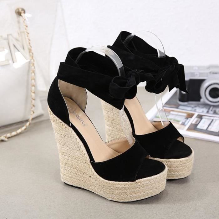 Escarpin Femme Talons Hauts Compens Noir KJEHOME Nouvelle Cale