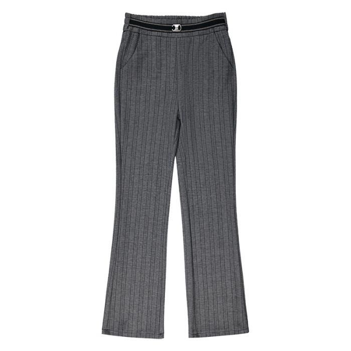 Pantalon Femme Rayure Decontracte Taille Haute Elastiquee Gris Cdiscount Pret a Porter