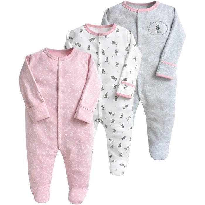 Pyjama pour B b Lot de 3 Combinaison en Coton Gar on Fille