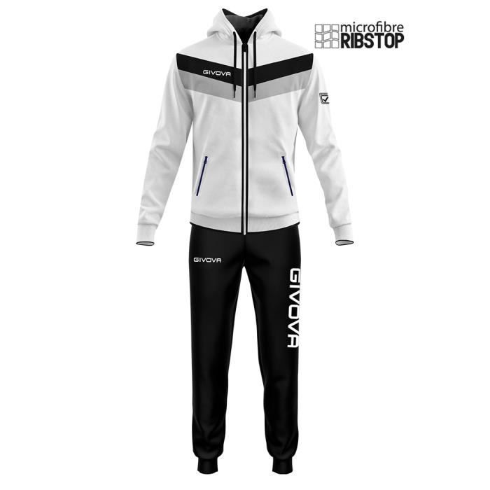 Survêtement microfibre Givova Matador - Blanc/Noir - Taille M - Homme - Football - Imperméable - Manches longues Survêtement microfibre Givova Matador - Blanc/Noir - Taille M - Homme - Football - Imperméable - Manches longues