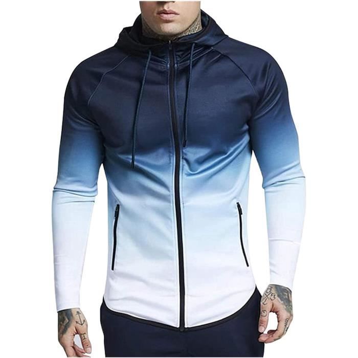 Sweat à Capuche Zippé Homme Léger - Respirant, Séchage Rapide, Idéal Course à Pied Et Sport