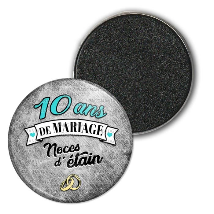 Magnet Aimant Frigo 2 5 Cm 10 Ans De Mariage Noces D Etain Anneaux Anniversaire Mariage Cdiscount Maison